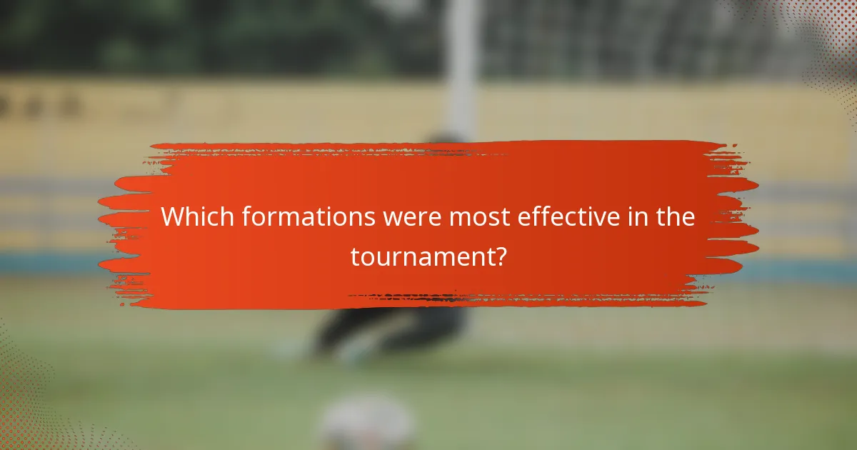 Which formations were most effective in the tournament?