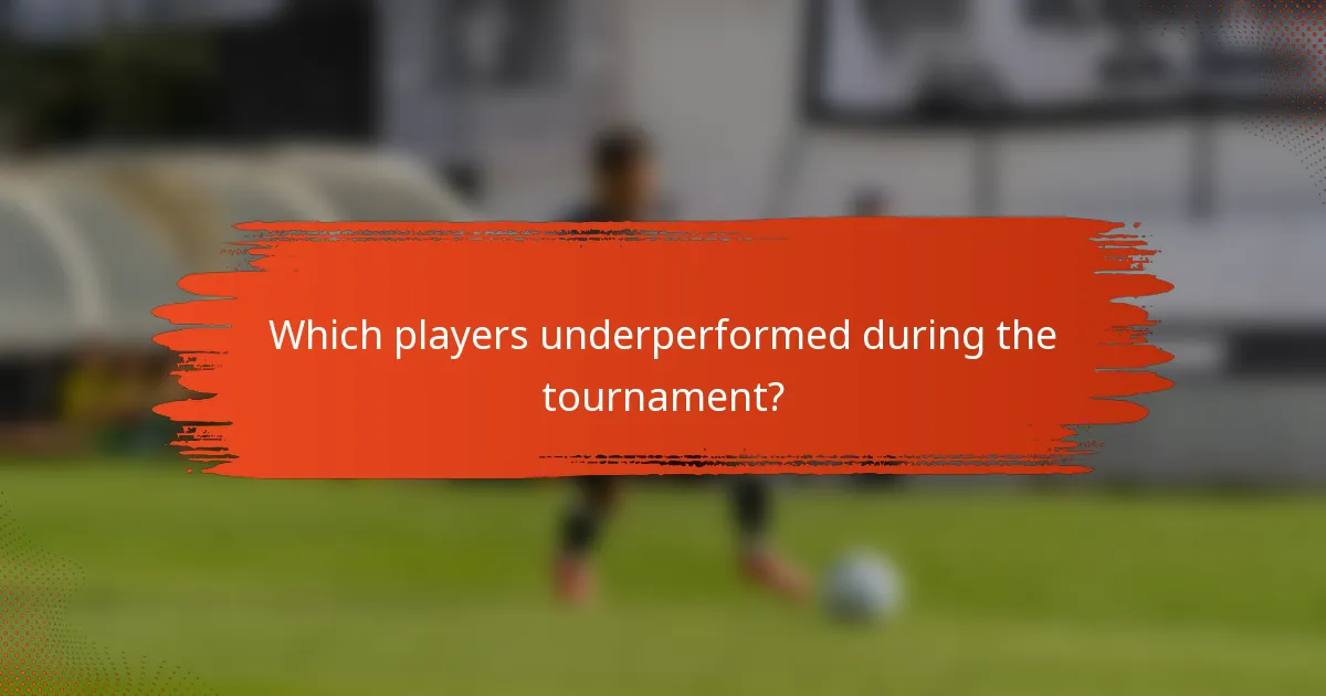 Which players underperformed during the tournament?